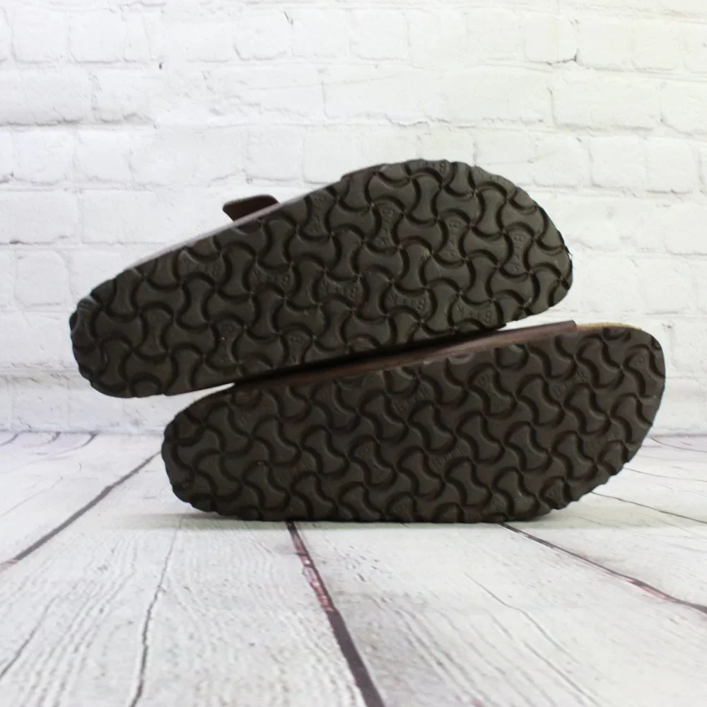 Birkenstock Unisex Brown Leather Slip On Two Straps Buckled Sandals Size 10 - Picture 8 of 8